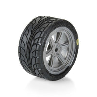 Proline Avenger Mounted Street Tyre Set F/R, Overdrive Gray Wheel, Losi NASCAR