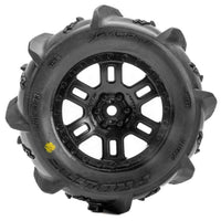 Pro-Line Dumont Front / Rear MT Tyres Mounted on Black Split Six Wheels 2pcs - Arrma Mini Kraton