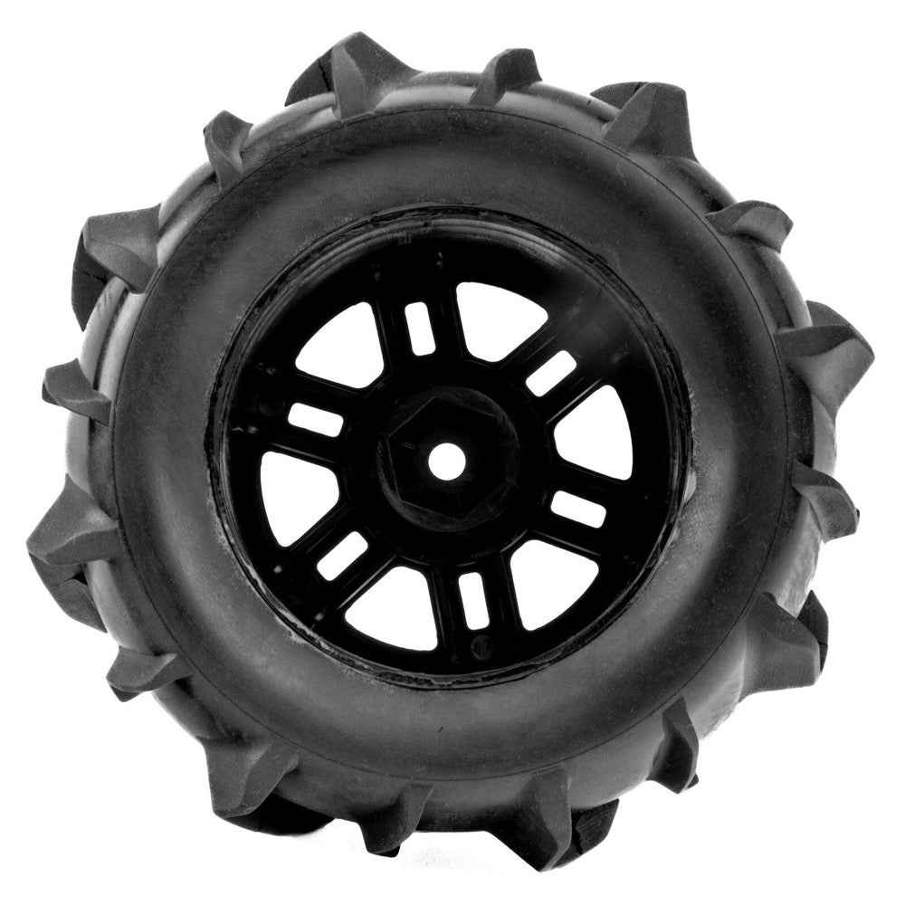 Pro-Line Dumont Front / Rear MT Tyres Mounted on Black Split Six Wheels 2pcs - Arrma Mini Kraton