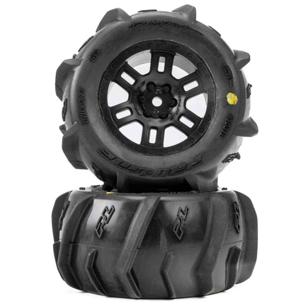 Pro-Line Dumont Front / Rear MT Tyres Mounted on Black Split Six Wheels 2pcs - Arrma Mini Kraton
