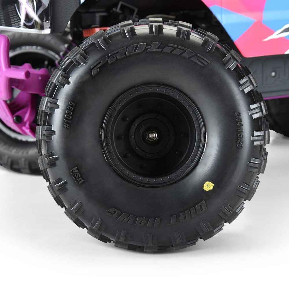 Proline 1033910 Dirt Hawg 2.0 F/R 2.6in MT Tyres Mounted on Black Arrma Wheels 2pcs Arrma Quake Gorgon