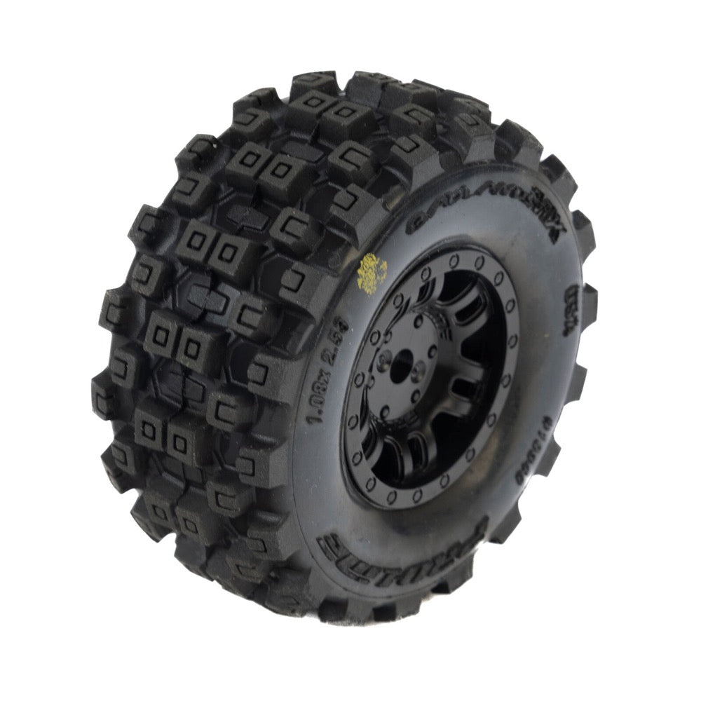 Pro-Line Badlands MX Tyres Mounted on Black Split Six Wheels 4pcs Arrma Mojave Grom