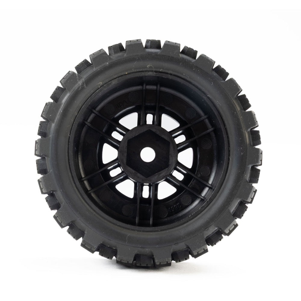 Pro-Line Badlands MX Tyres Mounted on Black Split Six Wheels 4pcs Arrma Mojave Grom