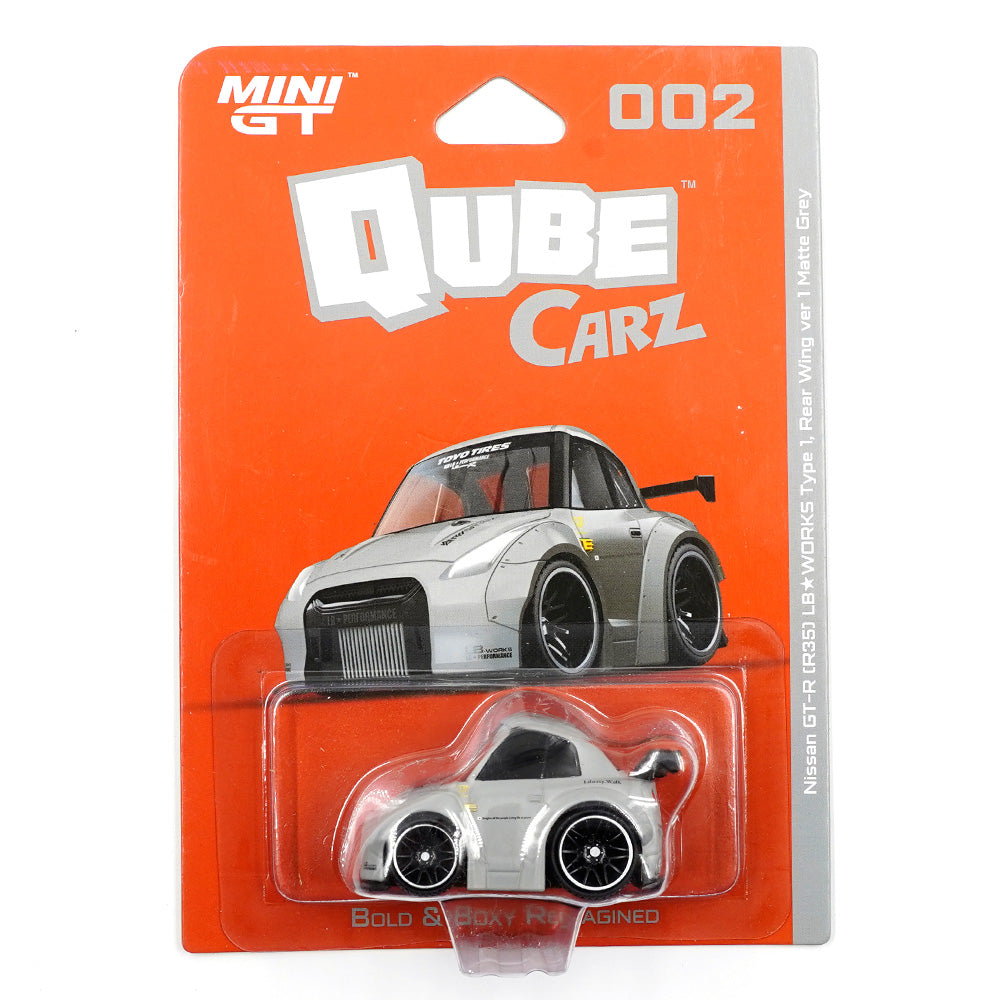 Mini GT QZ00201-BL QubeCarz Nissan GT-R R35 LB WORKS Type 1 Rear Wing ver 1 Matte Grey