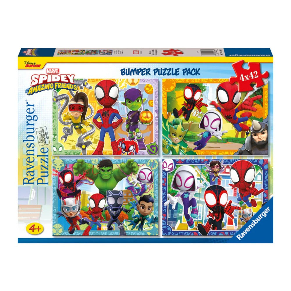 Ravensburger 01066-1 Spidey & His Amazing Friends Spidey's Team Bumper Pack 4x42pc Jigsaw Puzzle 4005555010661
