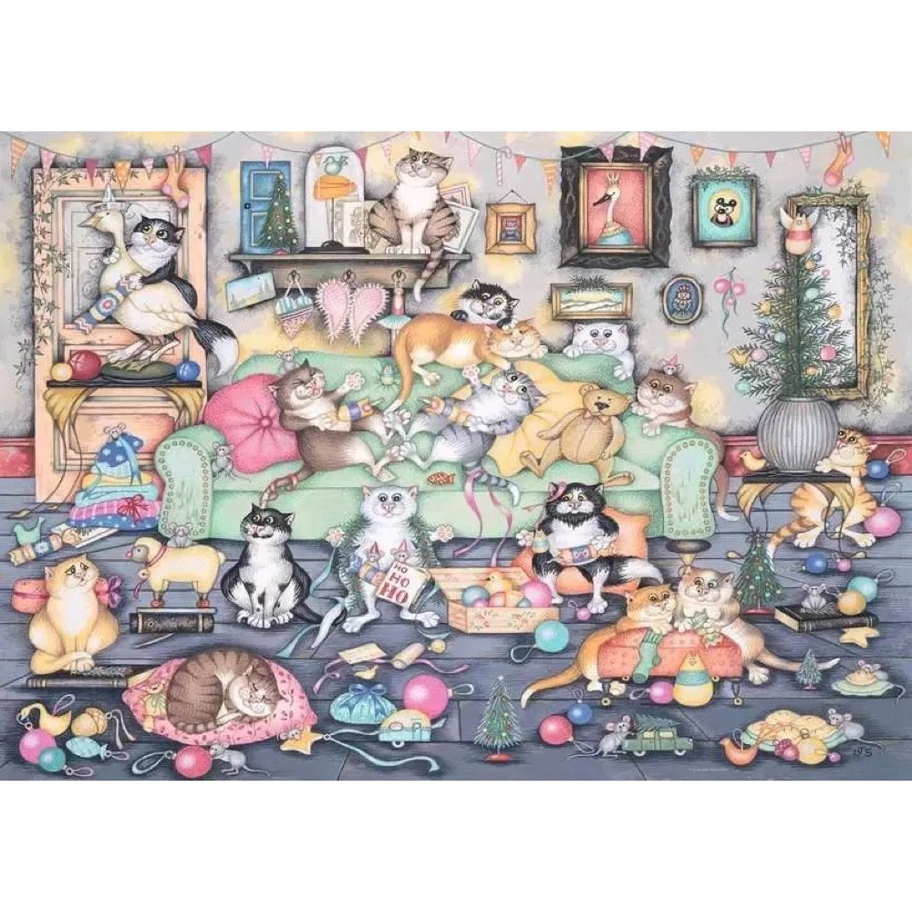 Ravensburger 01244-3 Crazy Cats Christmas Crackers 1000pc Jigsaw Puzzle 4005555012443