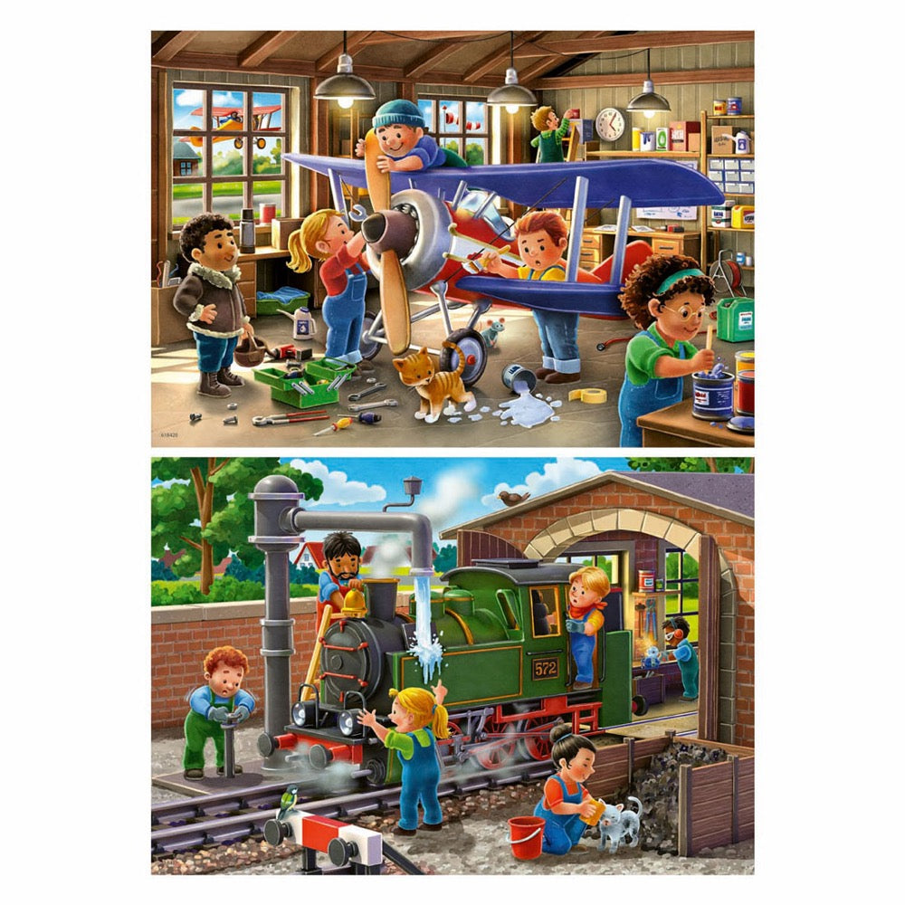 Ravensburger Airplane & Train Repairs 2x24pc Jigsaw Puzzle