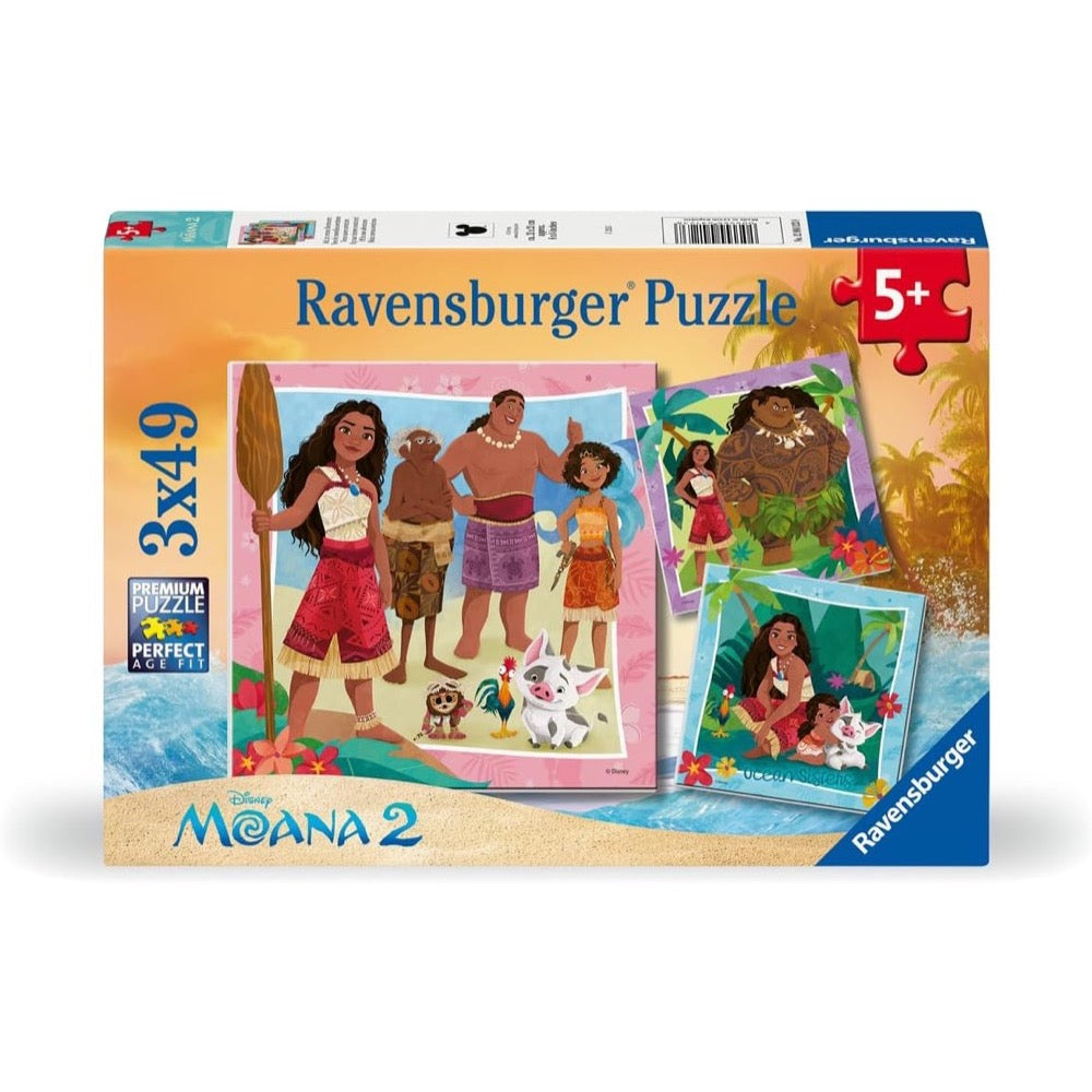 Ravensburger 04123-8 Disney Moana 2 Off to New Adventures 3x49pc Jigsaw Puzzle 4005555041238