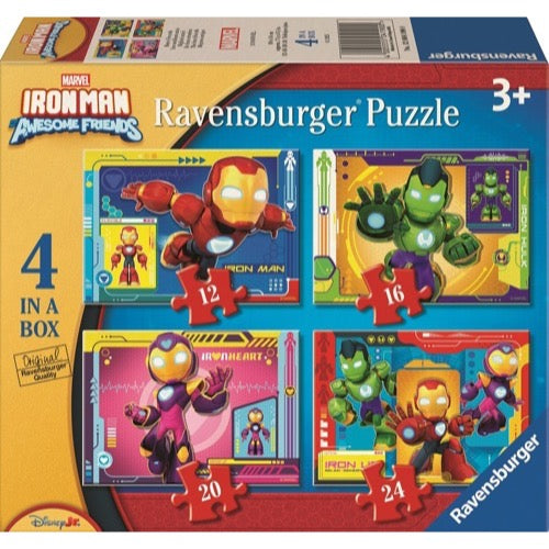 Ravensburger 04190-0 Iron Man & His Awesome Friends 4 In a Box 12, 16, 20 & 24pc Jigsaw Puzzle 4005555041900