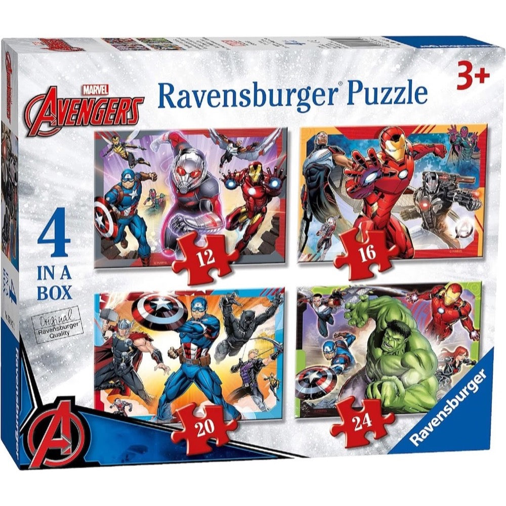 Ravensburger 06942-2 Disney Marvel Avengers 4 In a Box 12, 16, 20 & 24pc Jigsaw Puzzle 4005556069422