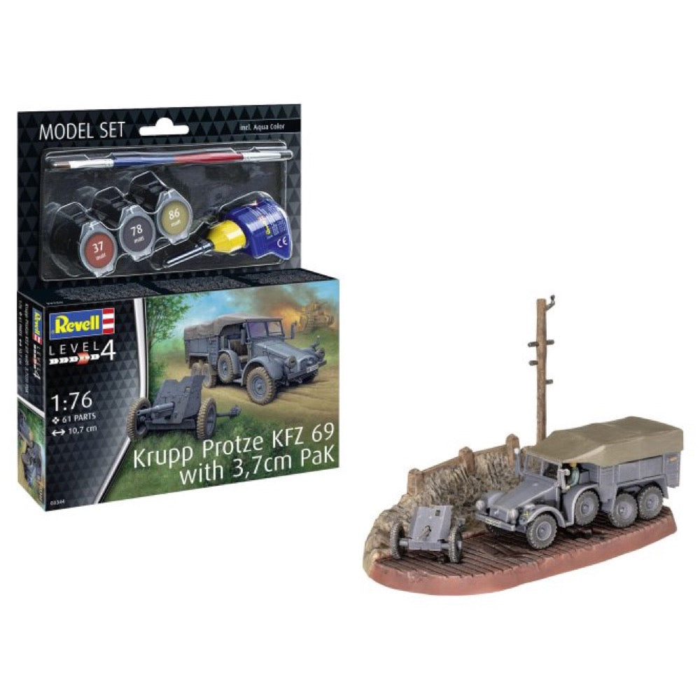 Revell 63344 1/76 Krupp Protze KFZ 69 with 3.7cm Pak Model Kit Set 4009803633442