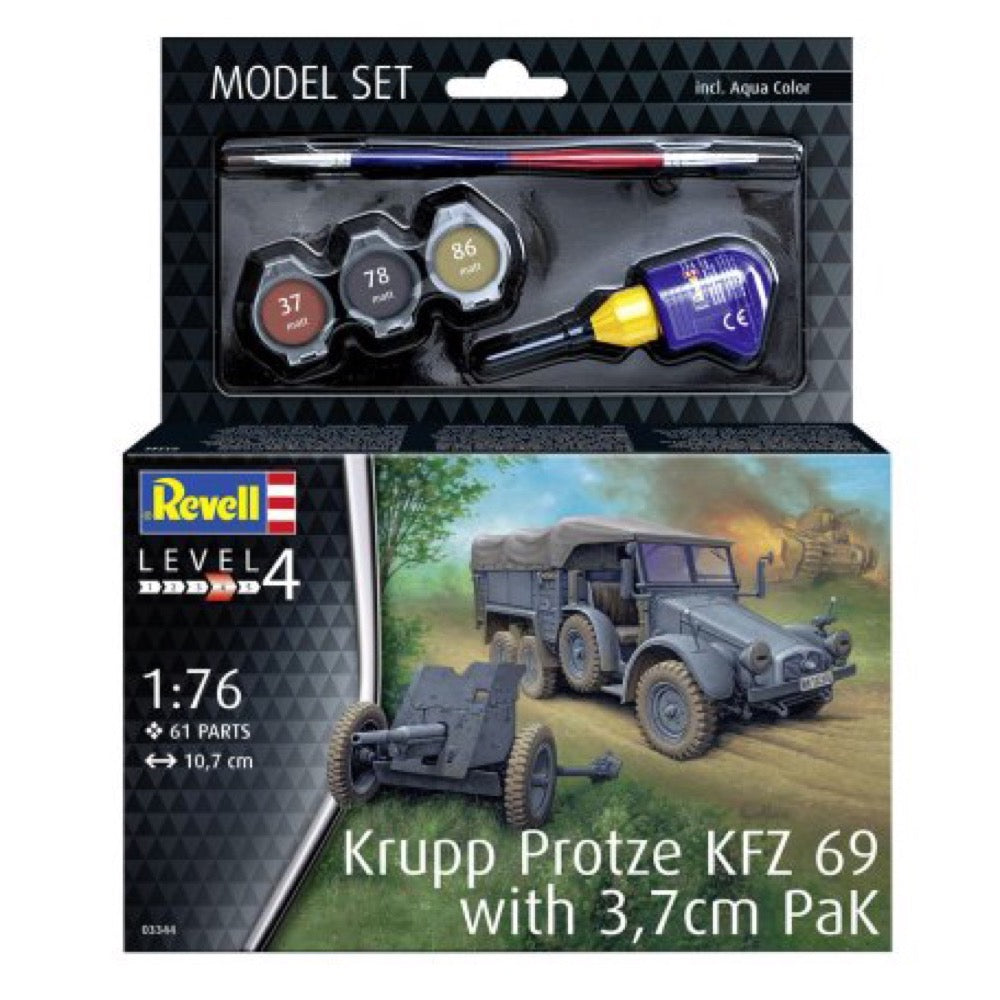 Revell 63344 1/76 Krupp Protze KFZ 69 with 3.7cm Pak Model Kit Set 4009803633442