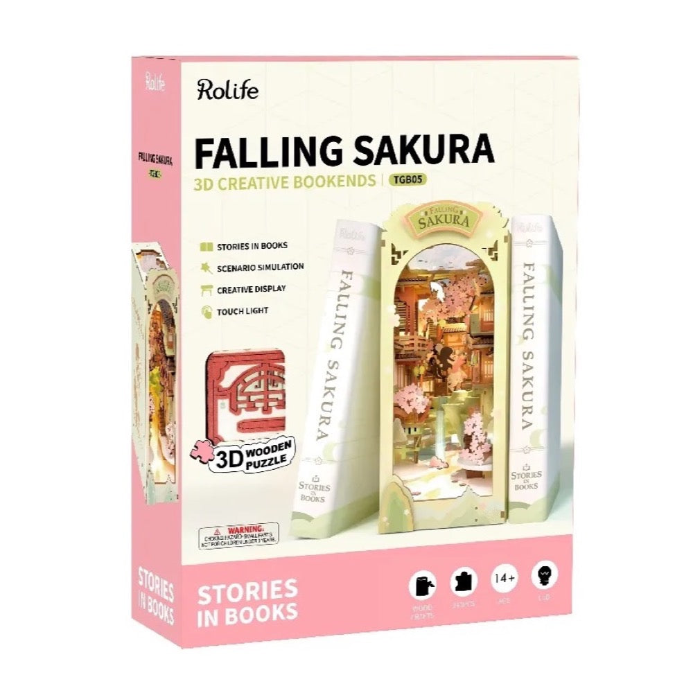 Robotime Rolife DIY Bookends Falling Sakura 6946785118865
