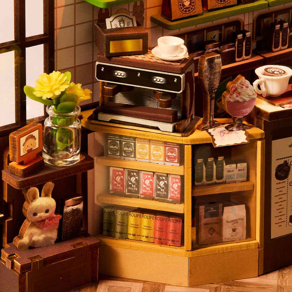 Robotime Rolife DIY Bookends Kit Holiday Cafe