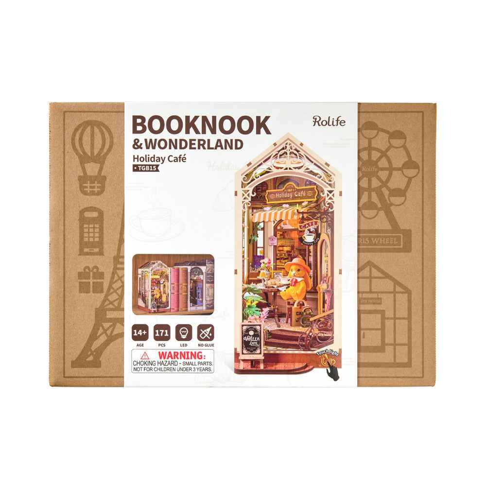 Robotime Rolife DIY Bookends Kit Holiday Cafe