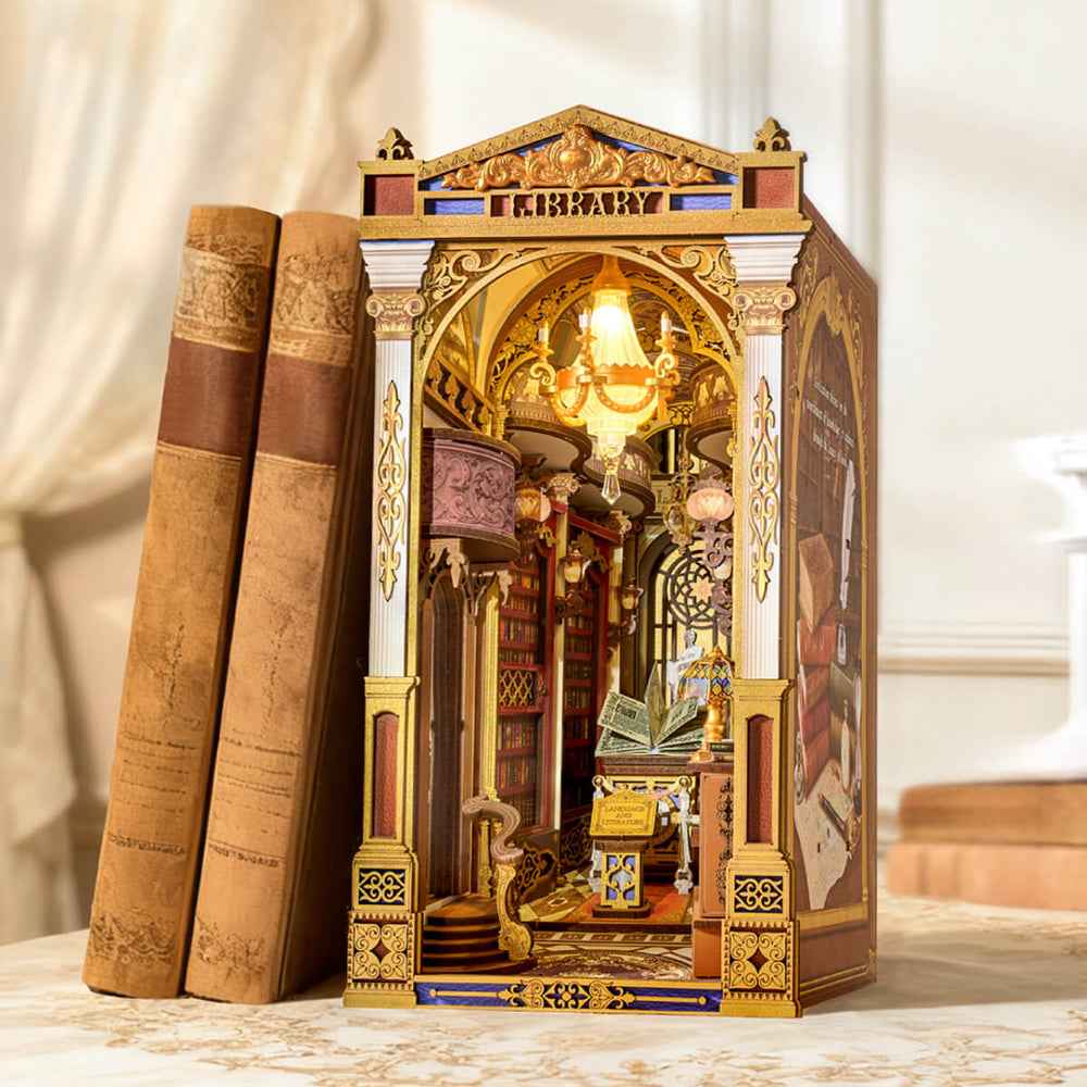 Robotime Rolife DIY Bookends Kit Library Of Wonders