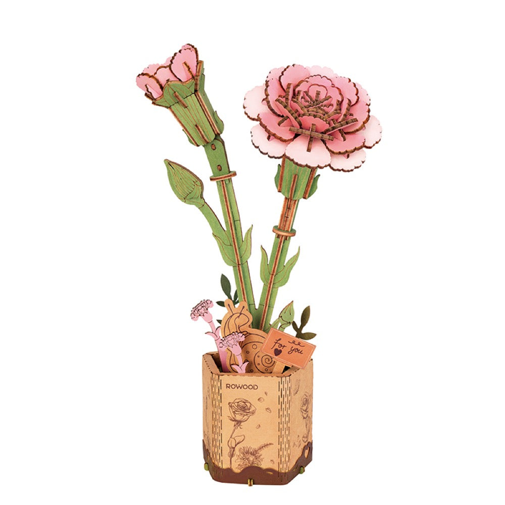 Robotime Wood Bloom Pink Carnation Flower 6946785119268 6946785119268