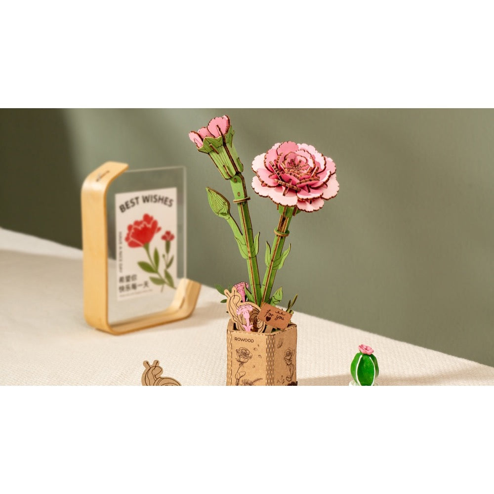Robotime Wood Bloom Pink Carnation Flower 6946785119268