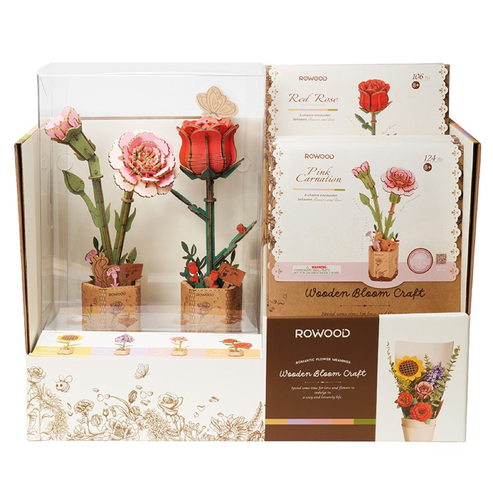 Robotime Wood Bloom Pink Carnation Flower 6946785119268