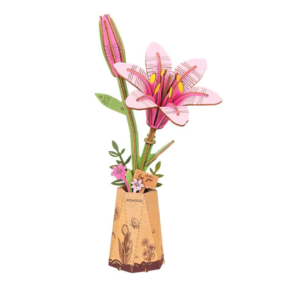 Robotime Wood Bloom Pink Lily 6946785121810