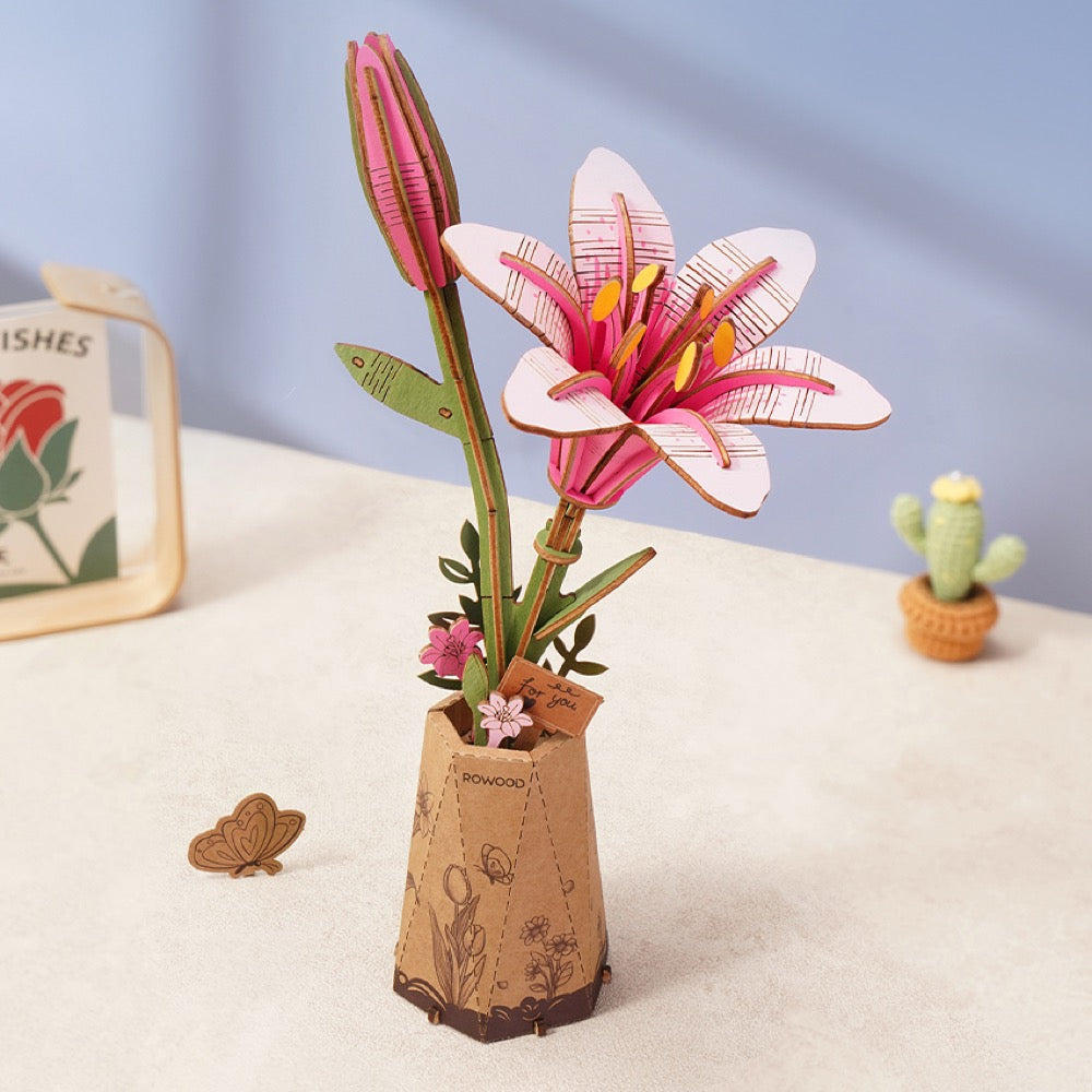 Robotime Wood Bloom Pink Lily 6946785121810