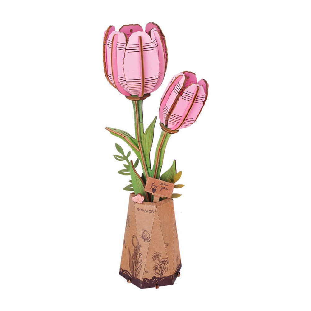 Robotime Wood Bloom Pink Tulip 6946785124255