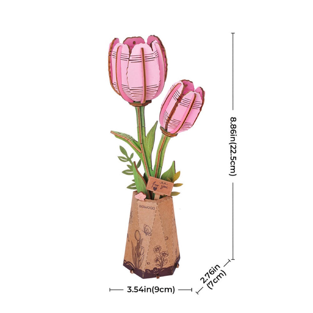 Robotime Wood Bloom Pink Tulip 6946785124255
