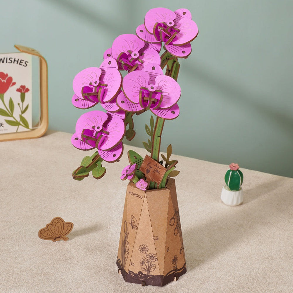 Robotime Wood Bloom Purple Moth Orchid