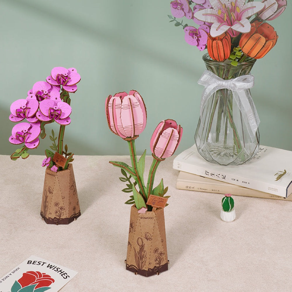 Robotime Wood Bloom Purple Moth Orchid