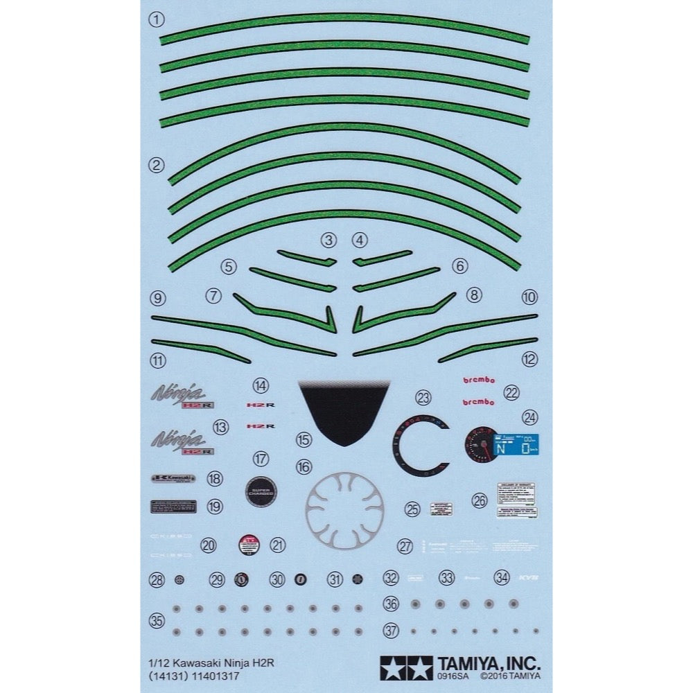 Tamiya 11401317 Decal Sheet for 14131 1/12 Kawasaki Ninja H2R