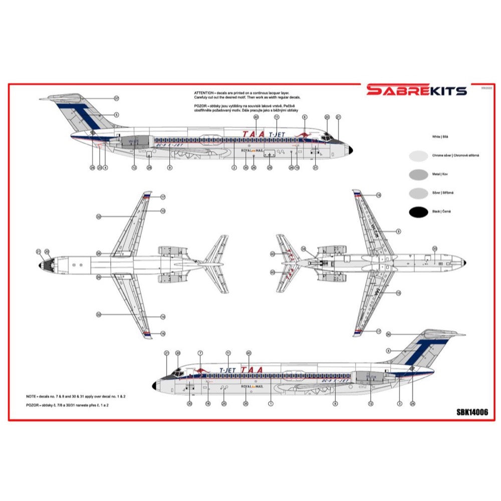 Sabre Model 14006 1/144 Douglas DC-9-30 TAA T-JET