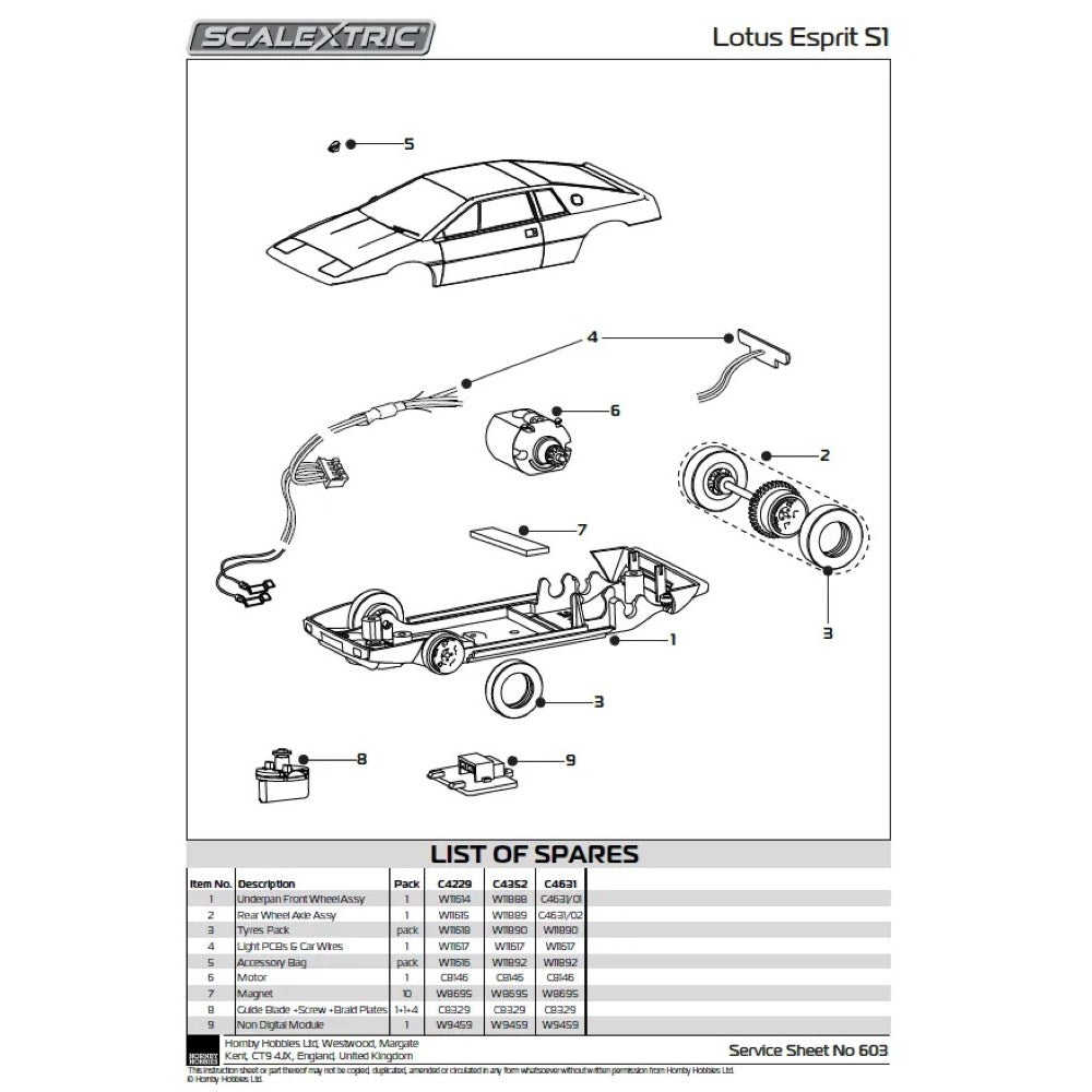 Scalextric C4631 Lotus Esprit Turbo White James Bond 'For Your Eyes Only' Slot Car