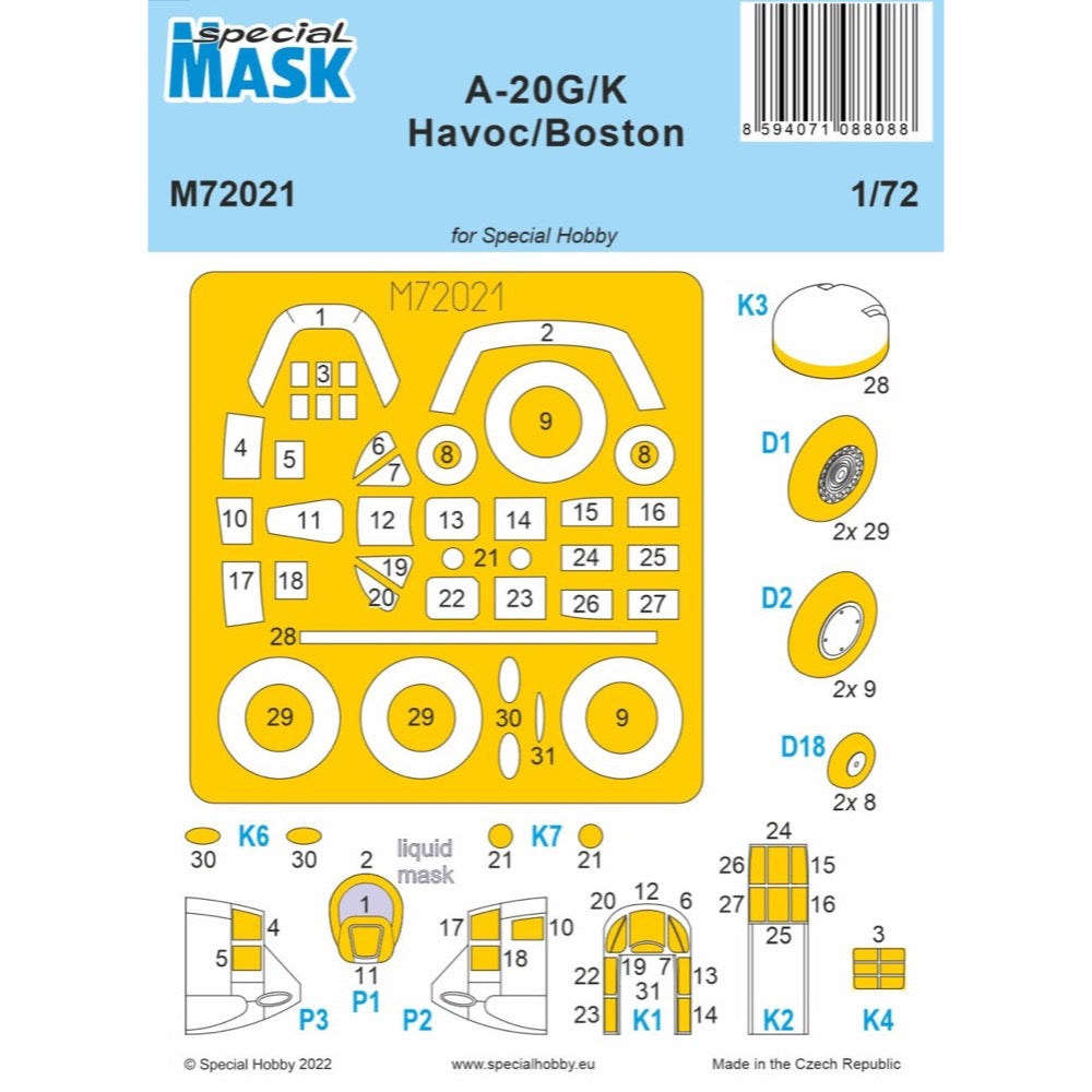 Special Hobby Mask M72021 1/72 A-20G/K Havoc/Boston 8594071088088