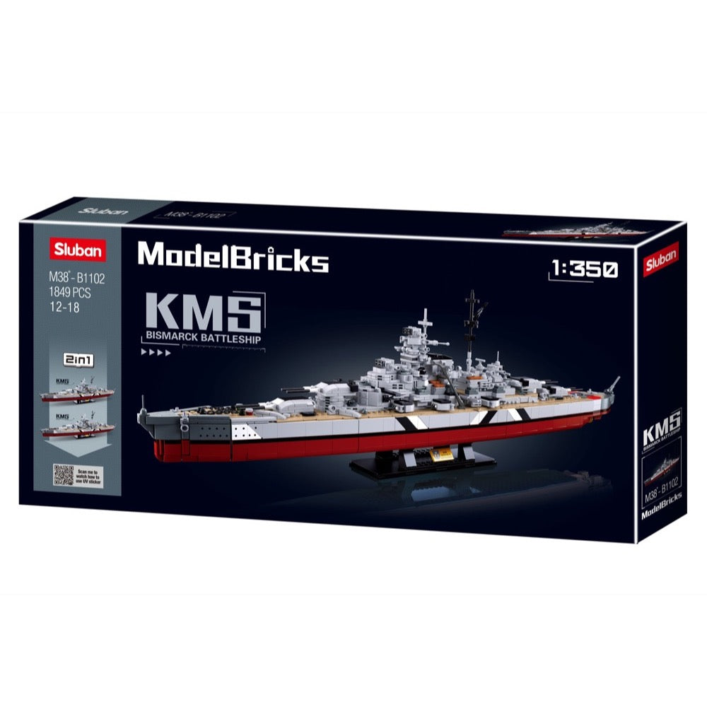 Sluban Model Bricks Bismarck Battleship (2 in 1)