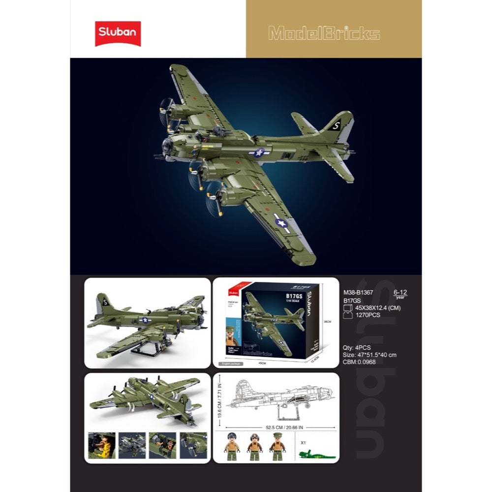 Sluban Model Bricks 1/44 B17-GS Bomber Flying Fortress