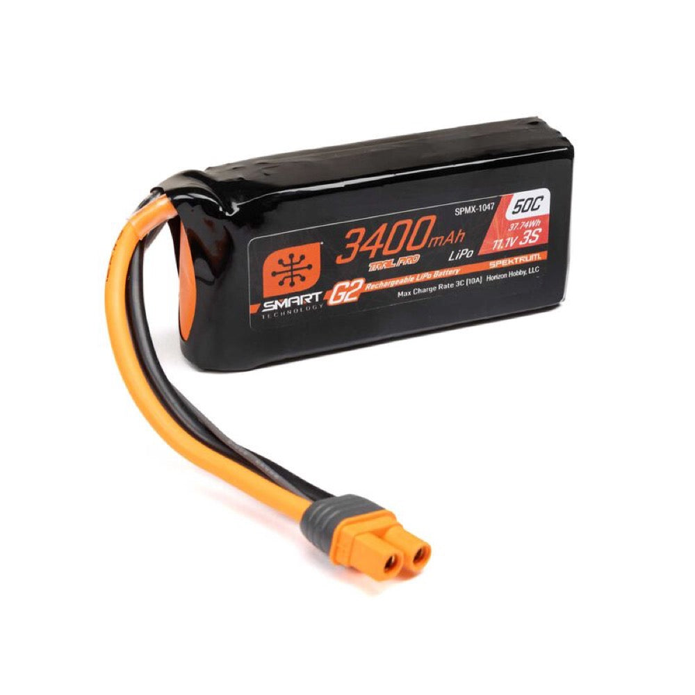 Spektrum SPMX1047 Smart G2 Trail Pro 3400mah 3S 11.1V 50C LiPo Battery with IC3 Connector