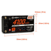 Spektrum SPMX412S120HT 4100mAh 2S 7.6V 120c Smart Pro Race HV LiPo Battery with 5mm Bullets