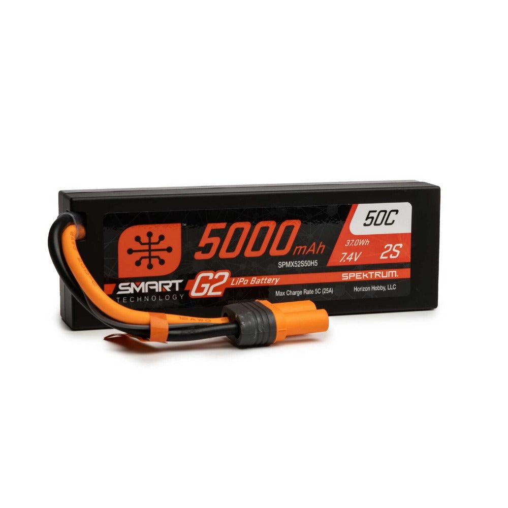 Spektrum SPMX52S50H5 5000mAh 2S 7.4V 50c Smart G2 Hard Case LiPo Battery with IC5 Connector