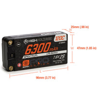 Spektrum SPMX632S120HT 6300mAh 2S 7.6V 120c Smart Pro Race HV LiPo with 5mm Bullets