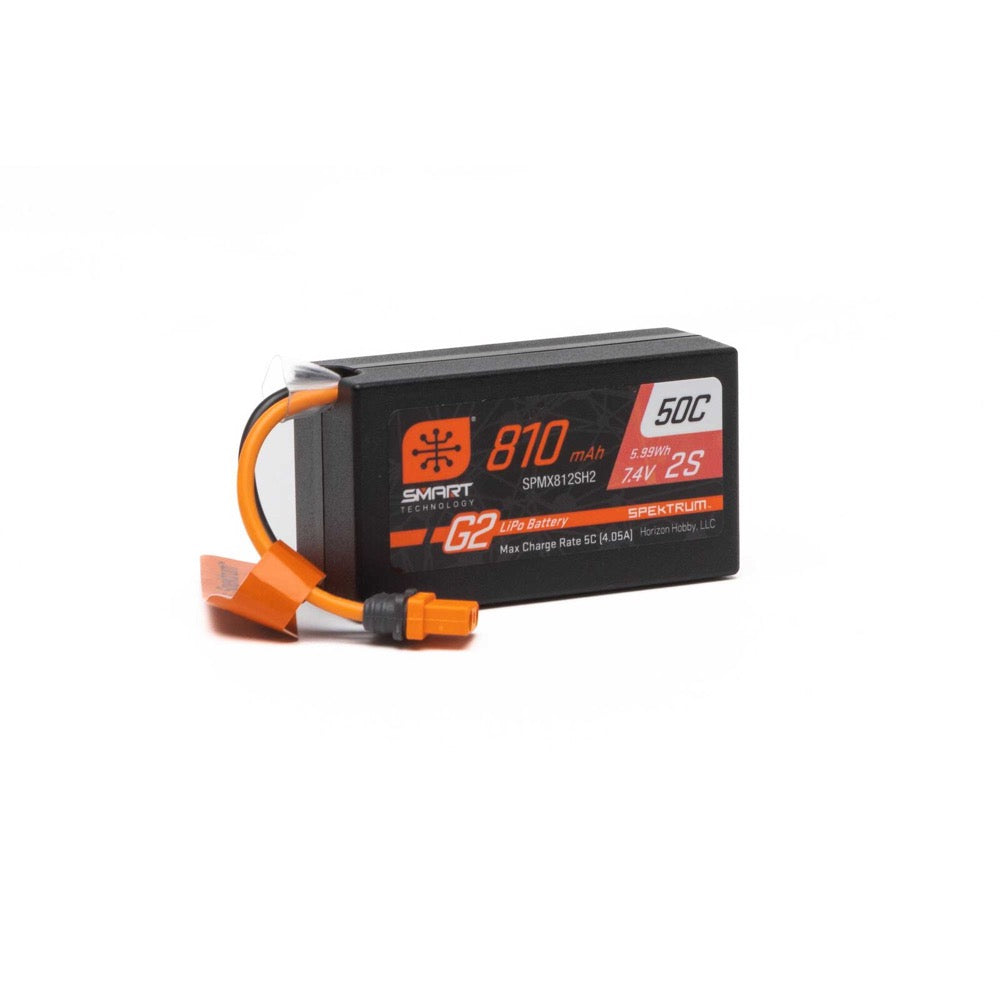 Spektrum SPMX812SH2 810mAh 2S 7.4V Smart G2 50C LiPo Battery with IC2 Connector
