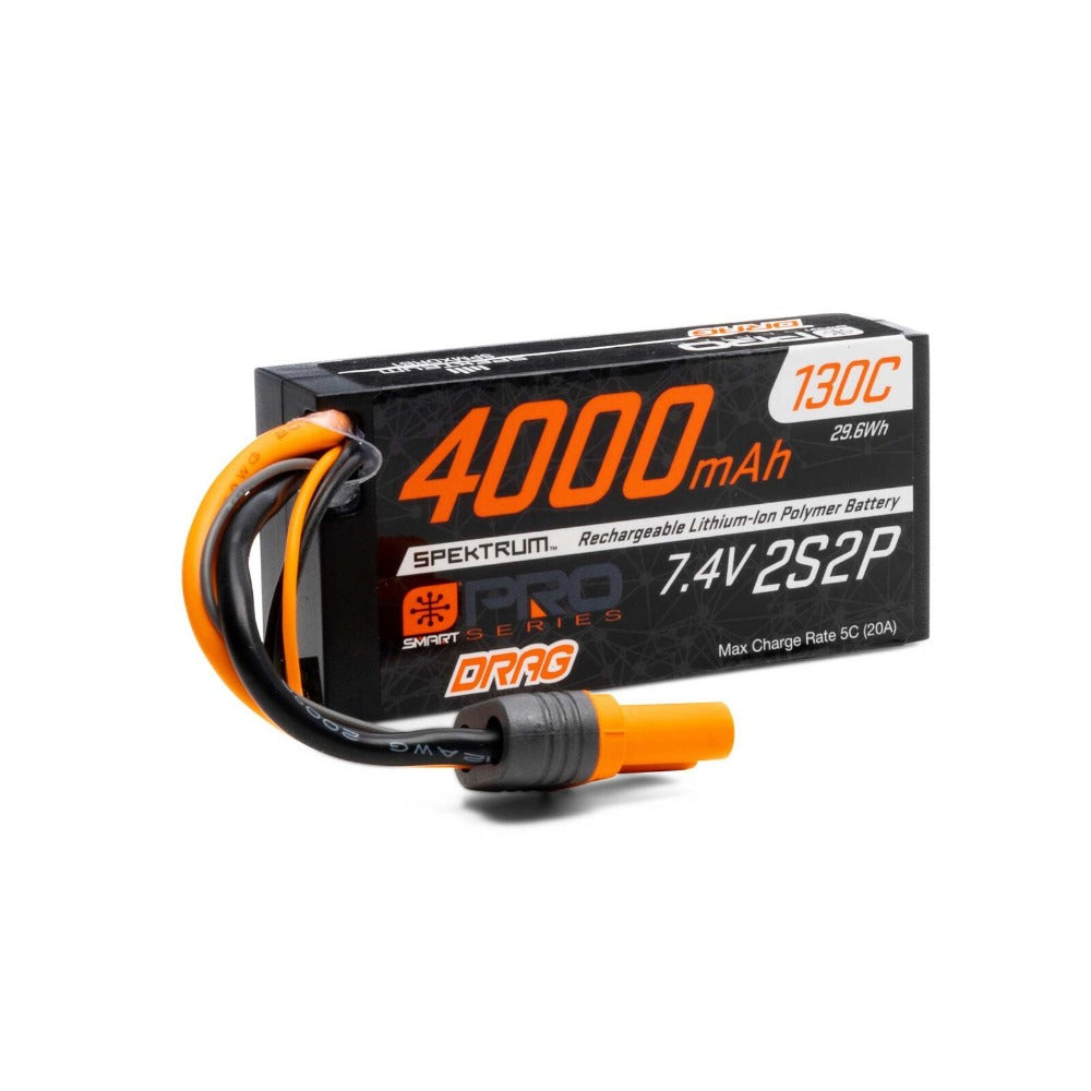 Spektrum SPMXDRB1 4000mAh 2S 7.4V 130C Smart No Prep Drag LiPo Battery with IC5 Connector