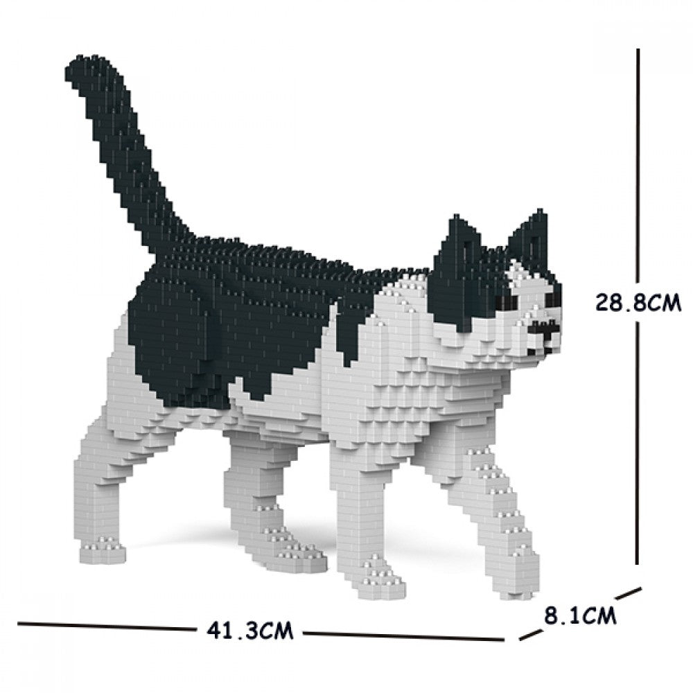 Jekca ST19CA11-M02 Black and White Cat walking 11S-M02