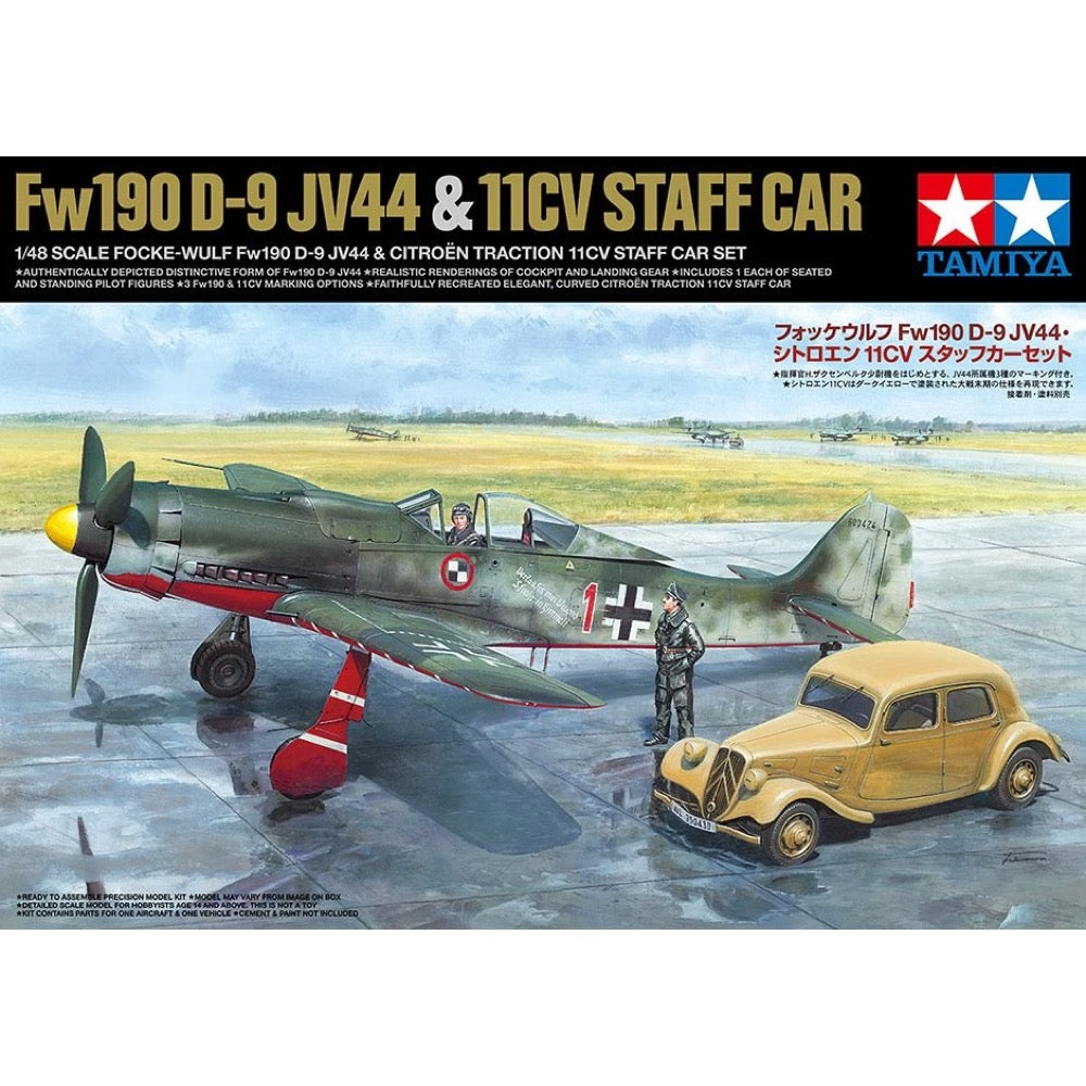 Tamiya 25213 1/48 Focke-Wulf Fw190 D-9 Jv44 & Citroen 11CV Set