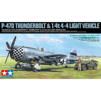 Tamiya 25214 1/48 P-47D Thunderbolt Bubbletop & 1/4 Ton 4x4 Light Vehicle