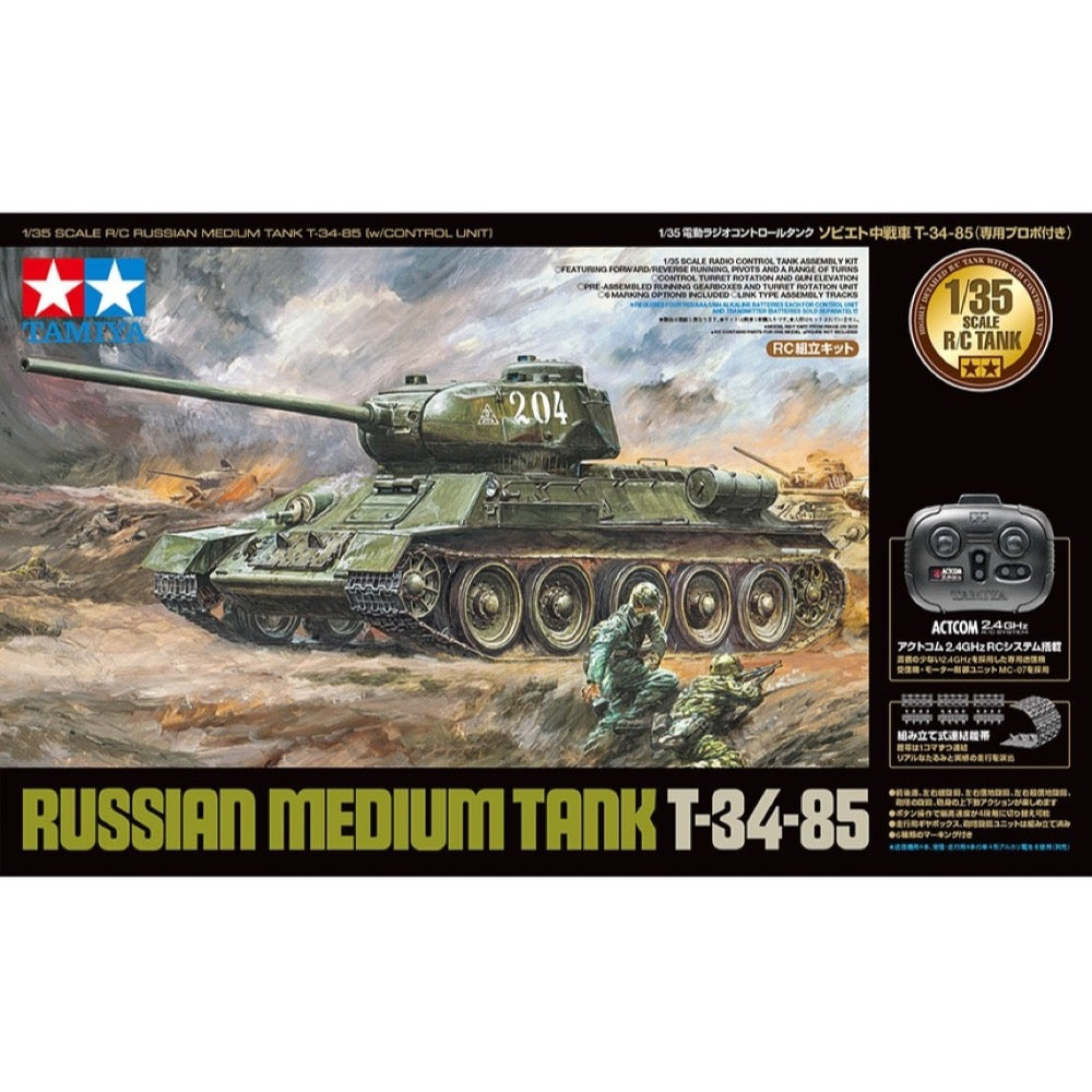 Tamiya 48216 1/35 Russian Medium RC Tank T-34-85 (w/Control Unit)