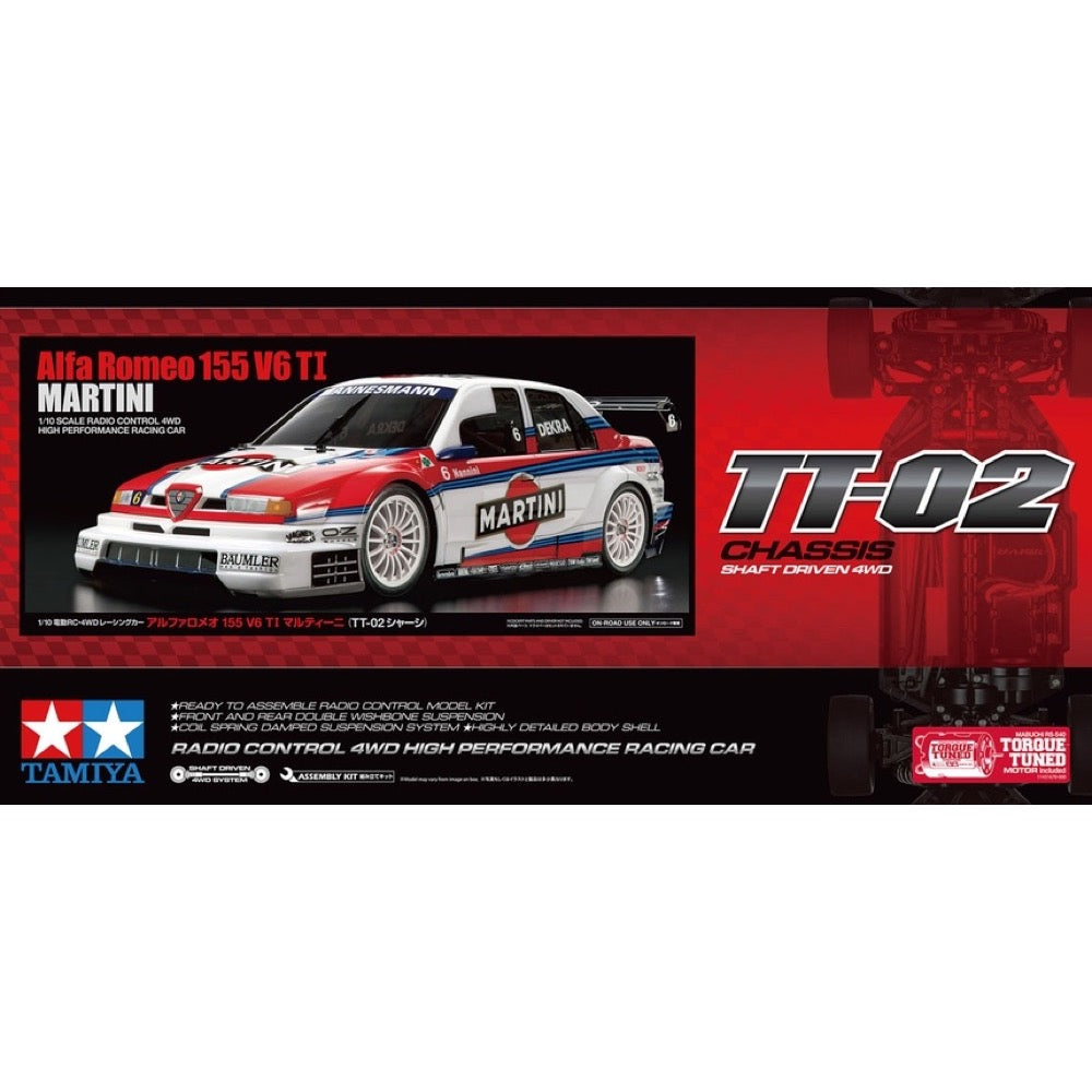 Tamiya 58606 1/10 Alfa Romeo 155 V6 TI Martini TT-02 RC On Road Kit