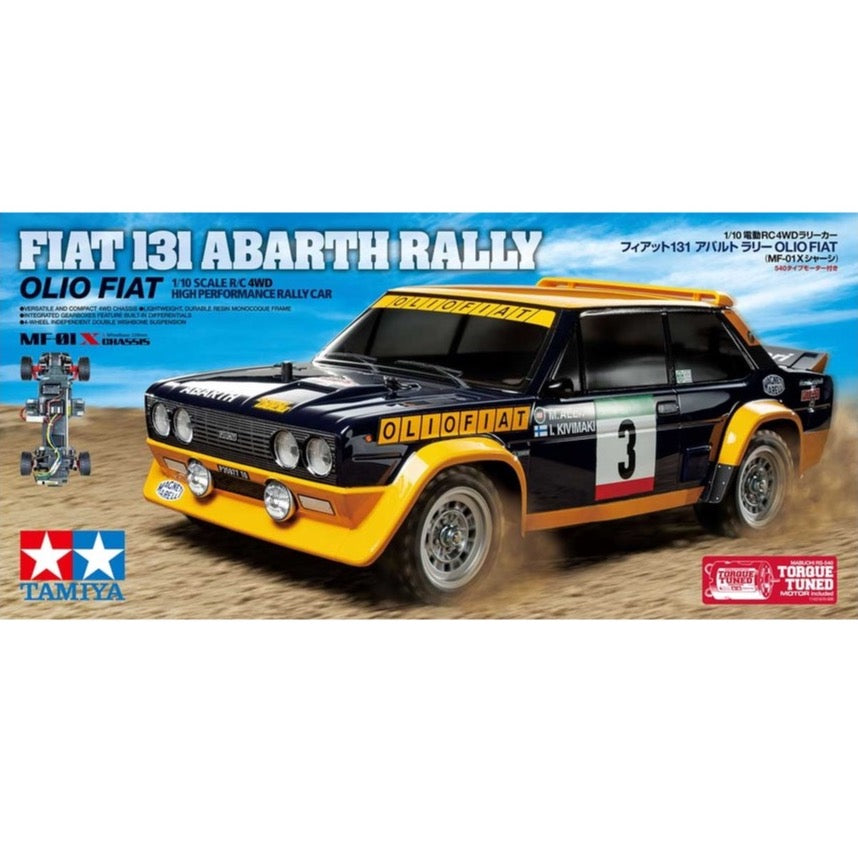 Tamiya 1/10 Fiat 131 Abarth Rally Olio Fiat MF-01X Chassis Off-Road RC Kit 58723