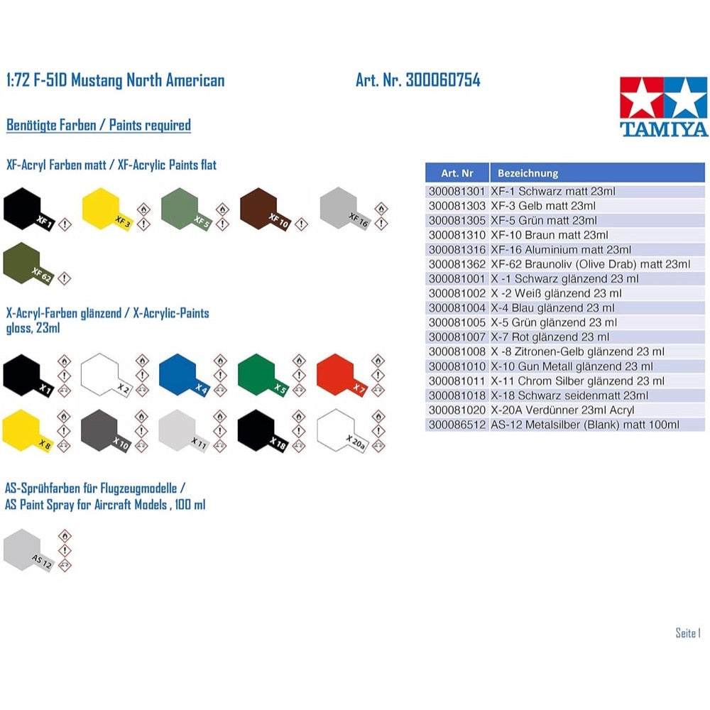 Tamiya 60754 1/72 F-51D Mustang Korean War