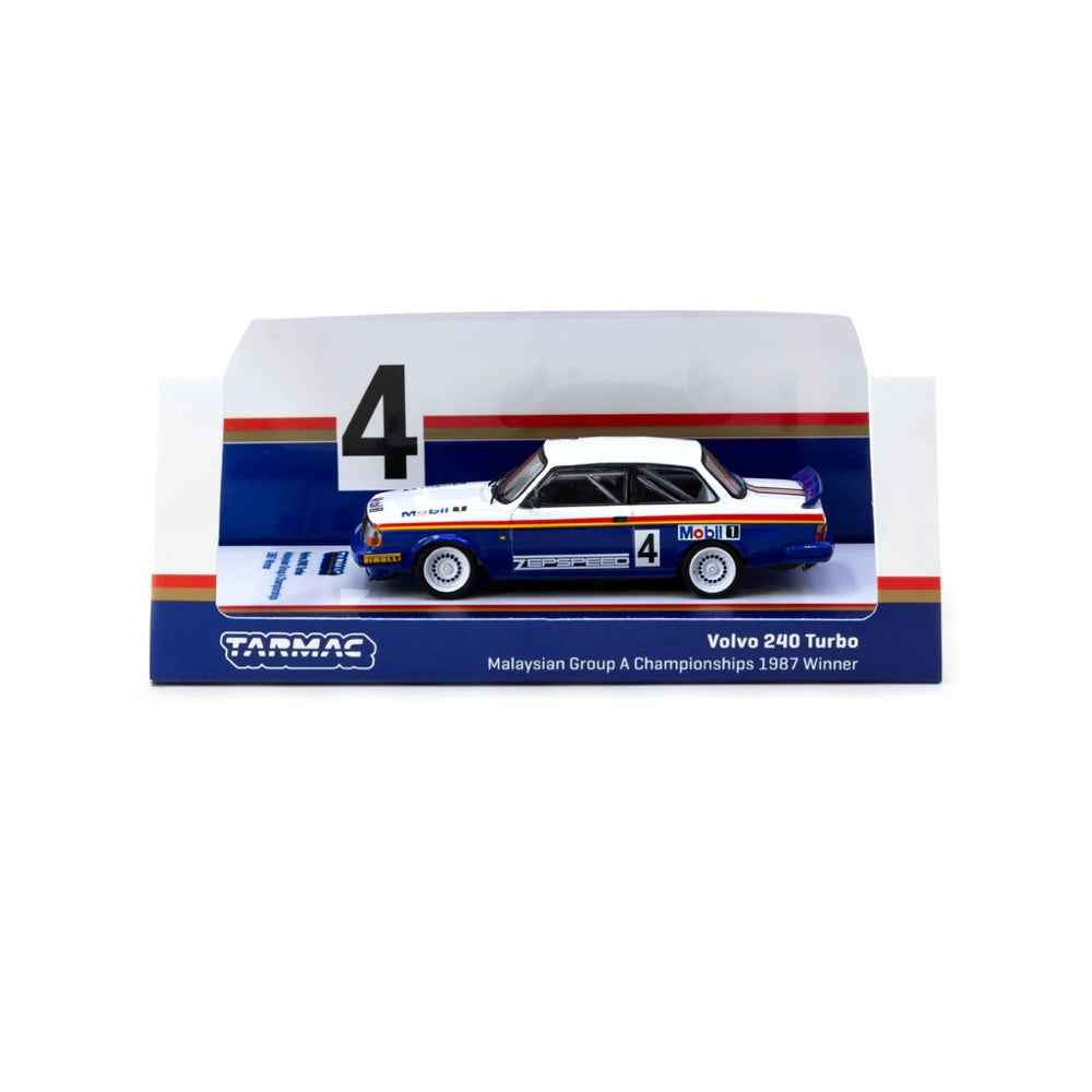 Tarmac Works 64-050-87MAL04 1/64 Volvo 240 Turbo Malaysian Group A Championships 1987 Winner Per-Gunnar Andersson