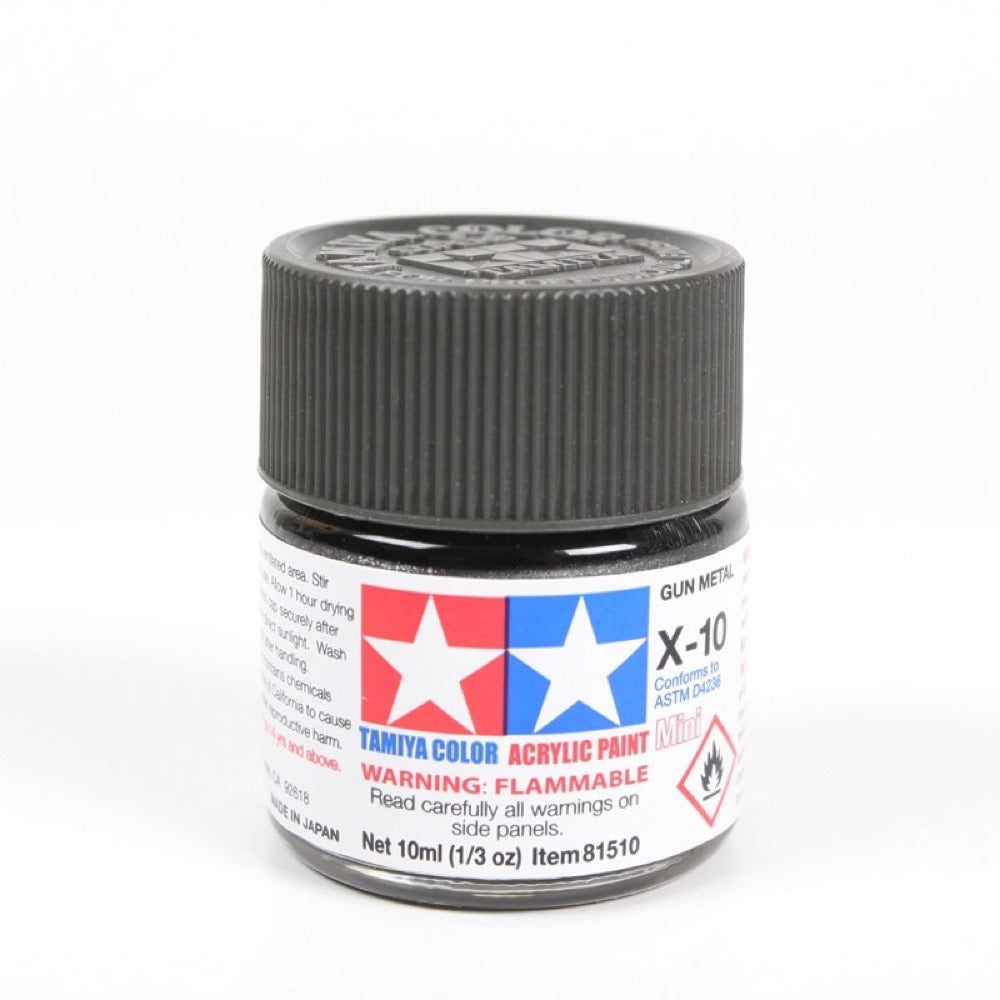 Tamiya 81510 Acrylic Paint X-10 Gloss Gun Metal 10ml